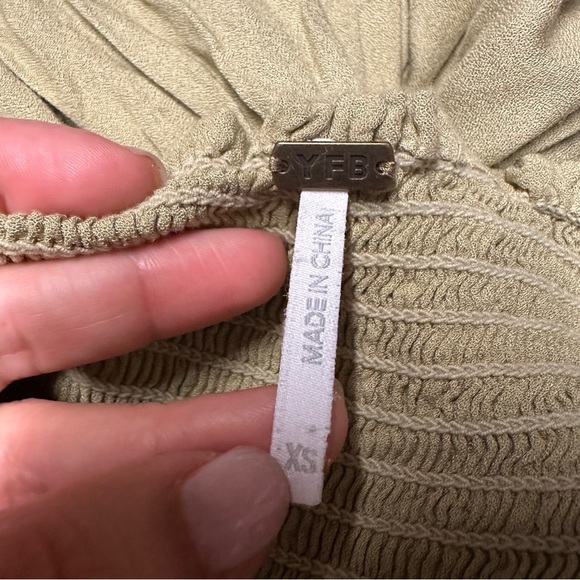 Young Fabulous & Broke Smocked light Green Frida smocked off shoulder Dress XS - Picture 5 of 10